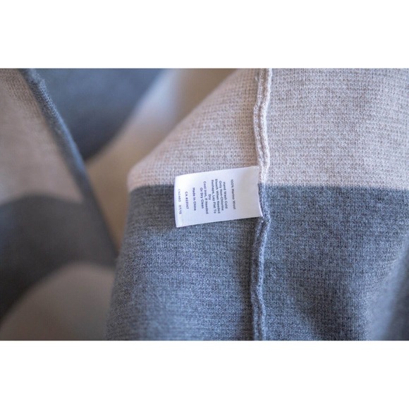 Talbots 100% Merino Wool Duster Cardigan Open Front Color Block Gray SZ M - Picture 8 of 11